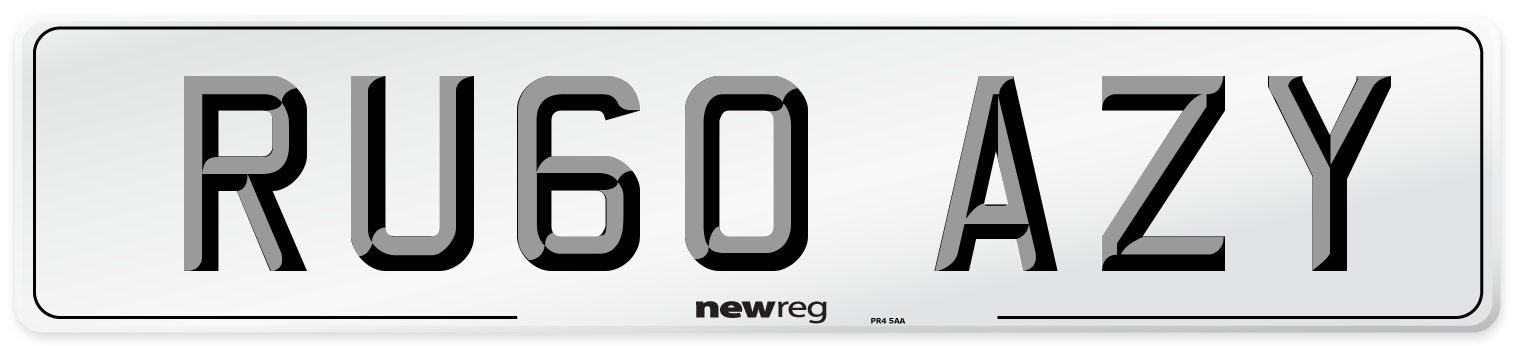 RU60 AZY Number Plate from New Reg